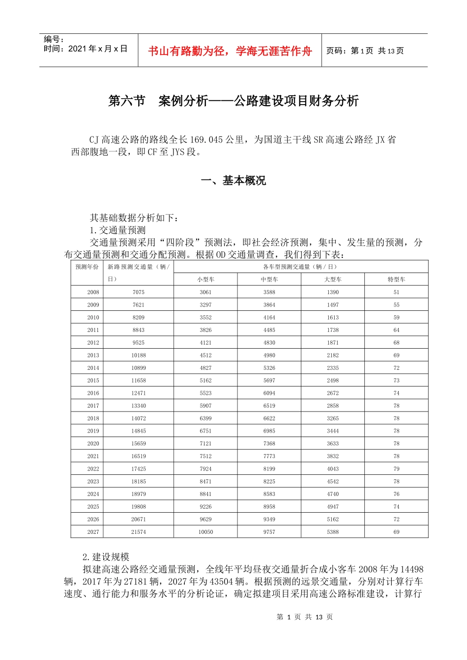 案例分析公路建设项目财务分析_第1页