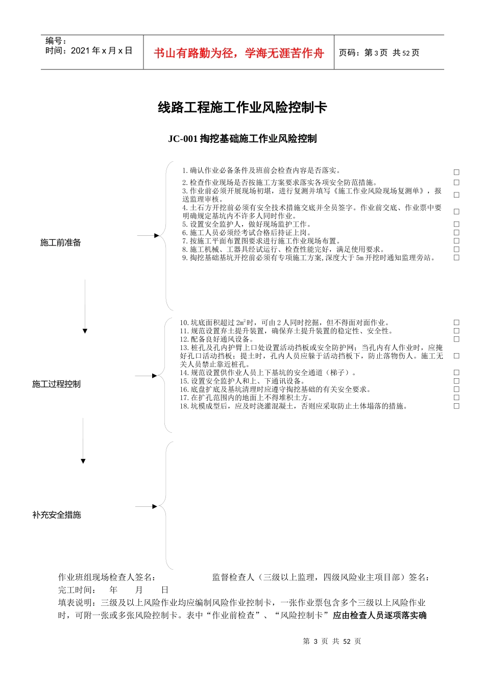 线路工程—作业归并后安全作业票B风险控制卡模板汇总(_第3页