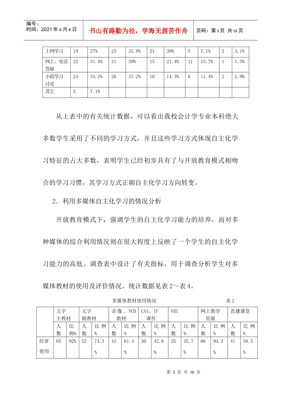 开放教育试点会计学专业学生学习情况调查分析_第3页