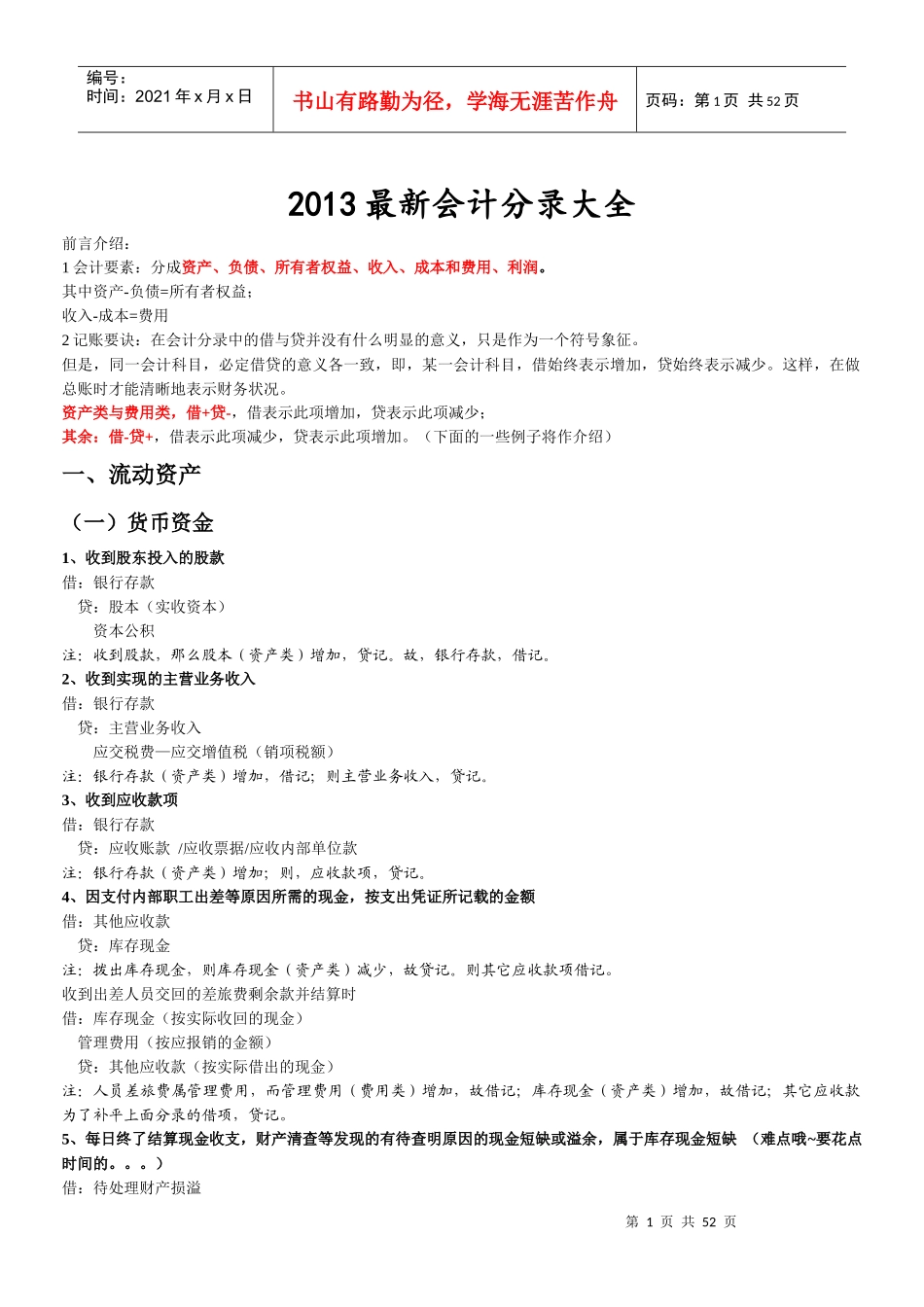 XXXX最新会计分录大全_第1页