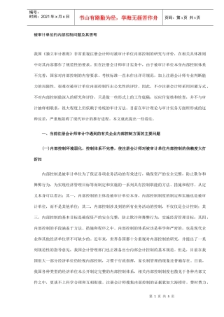 审计单位内部控制研究（DOC 5）