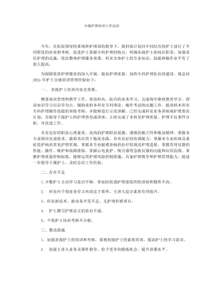 分级护理培训工作总结