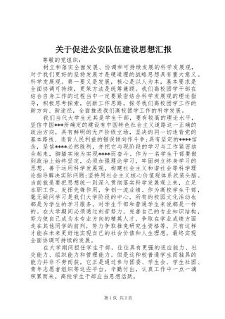 关于促进公安队伍建设思想汇报