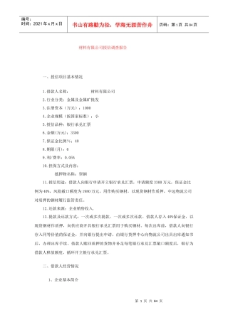 建材公司银行贷款授信报告