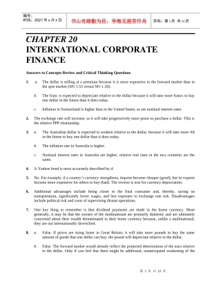 英文版罗斯公司理财习题答案Chap020