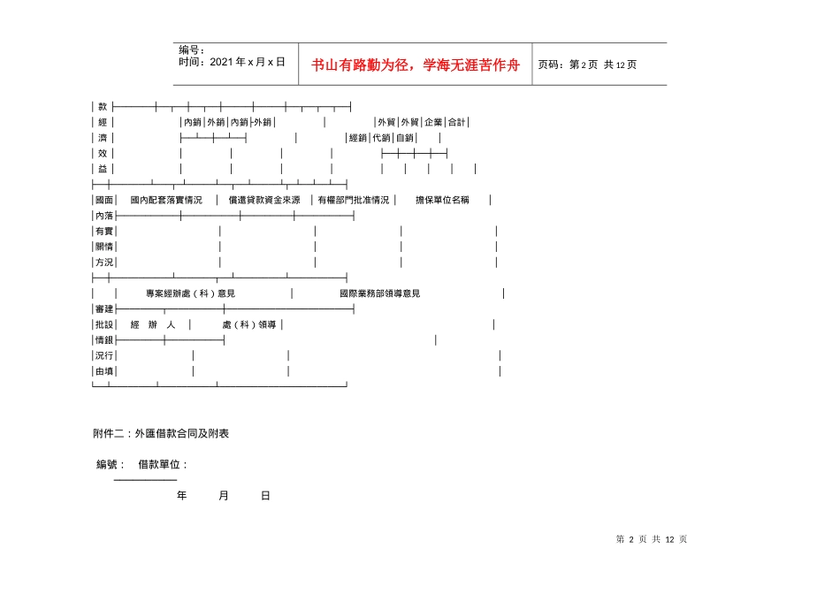 (繁体)中国人民某银行固定资产外汇贷款暂行办法相关附件——_第2页