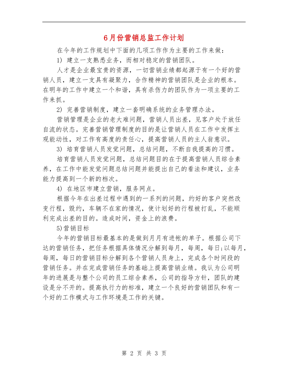 6月份营销总监工作计划_第2页