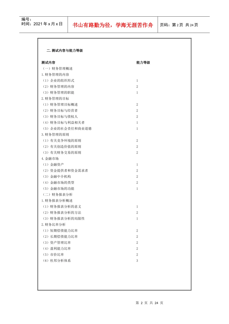 会计师全国统一考试专业阶段考试大纲————财务管理_第2页