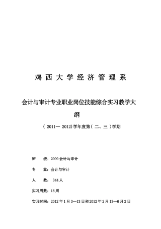 会计与审计专业职业岗位技能综合实习教学纲要