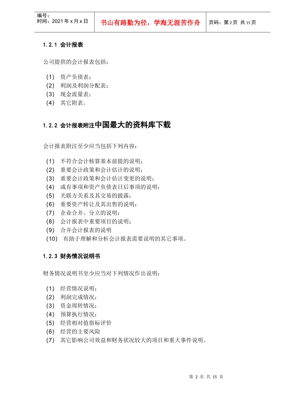 XX集团有限责任公司财务报告（DOC15）_第2页