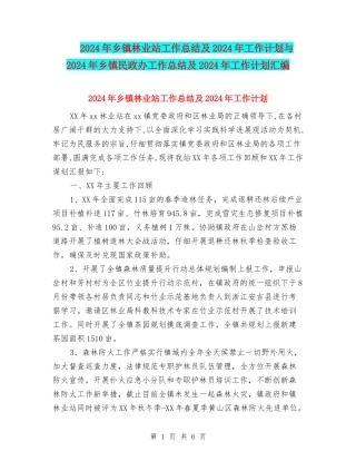 2024年乡镇林业站工作总结及2024年工作计划与2024年乡镇民政办工作总结及2024年工作计划汇编