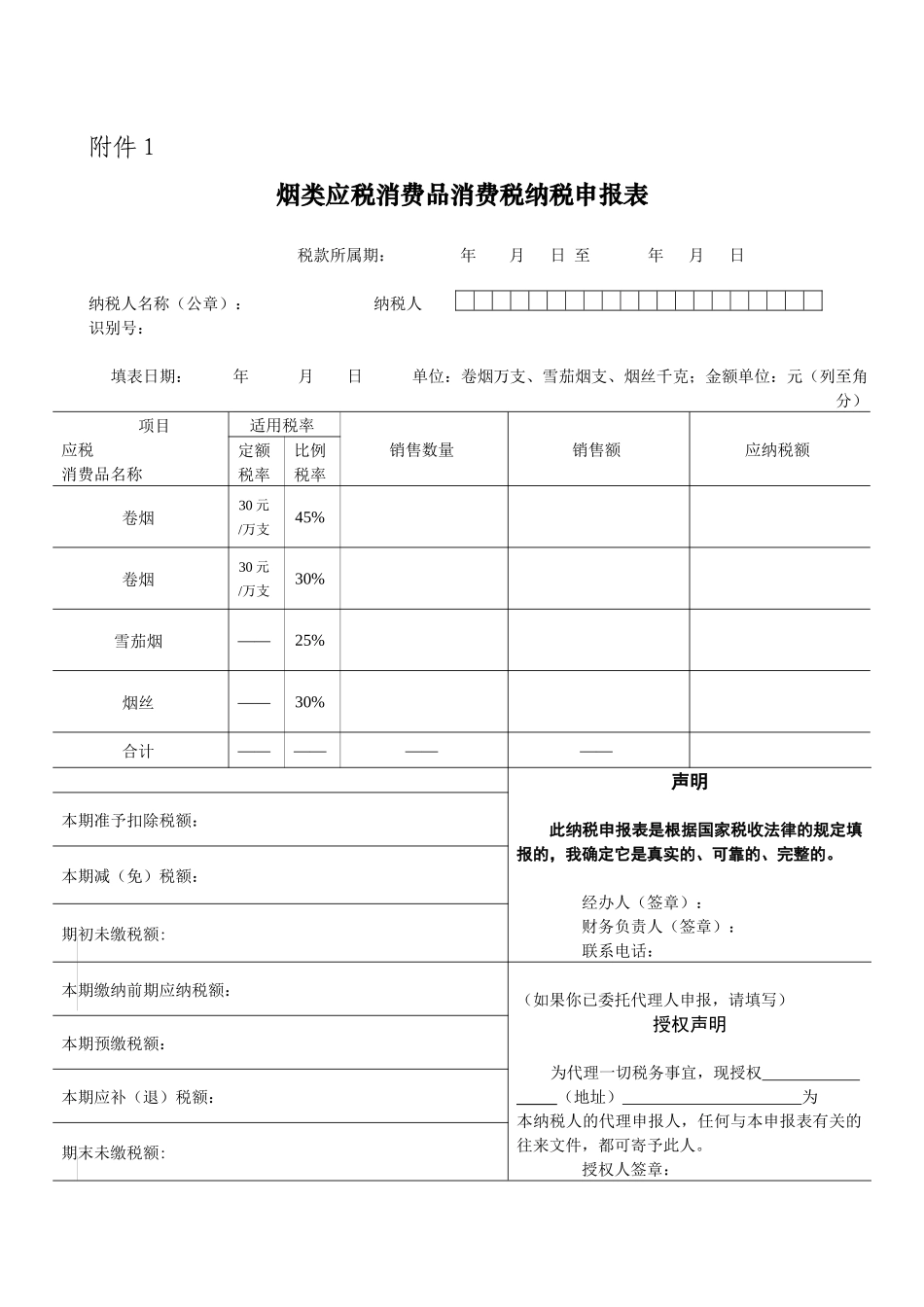 烟类应税消费品消费税纳税申报表_第1页