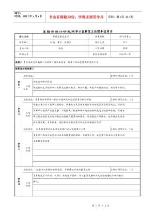 某勘测设计研究院审计监察室主任职务说明书