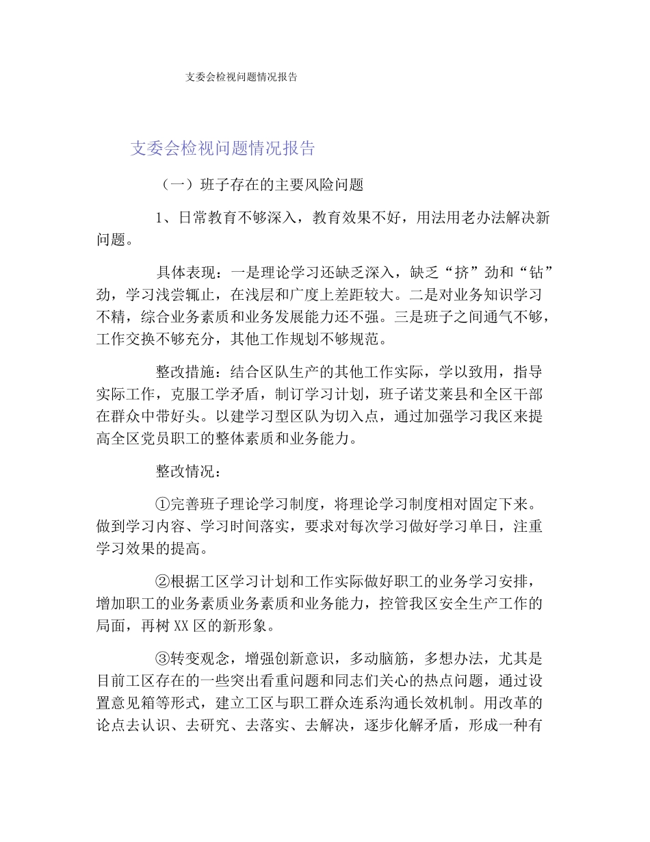 支委会检视问题情况报告_第1页