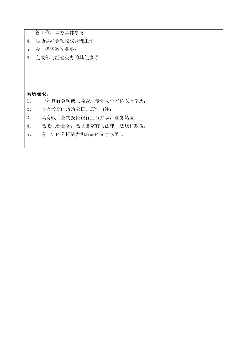 投资银行部岗位说明书_第3页
