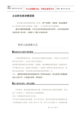 企业财务报表模型图