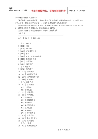 中小学校会计科目设置及运用