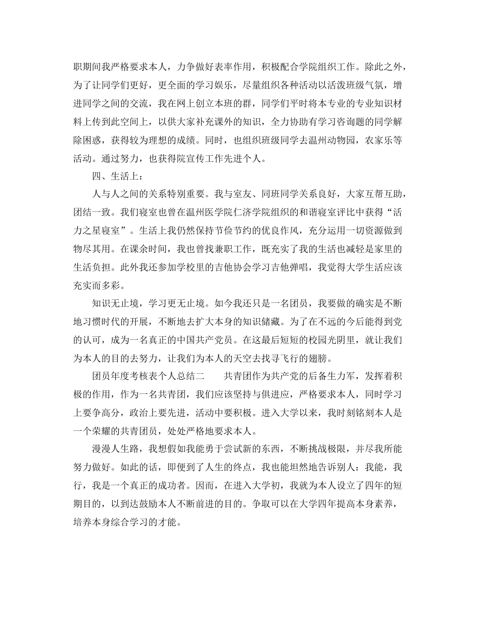 2021年度工作参考总结团员年度考核表个人参考总结范文_第2页