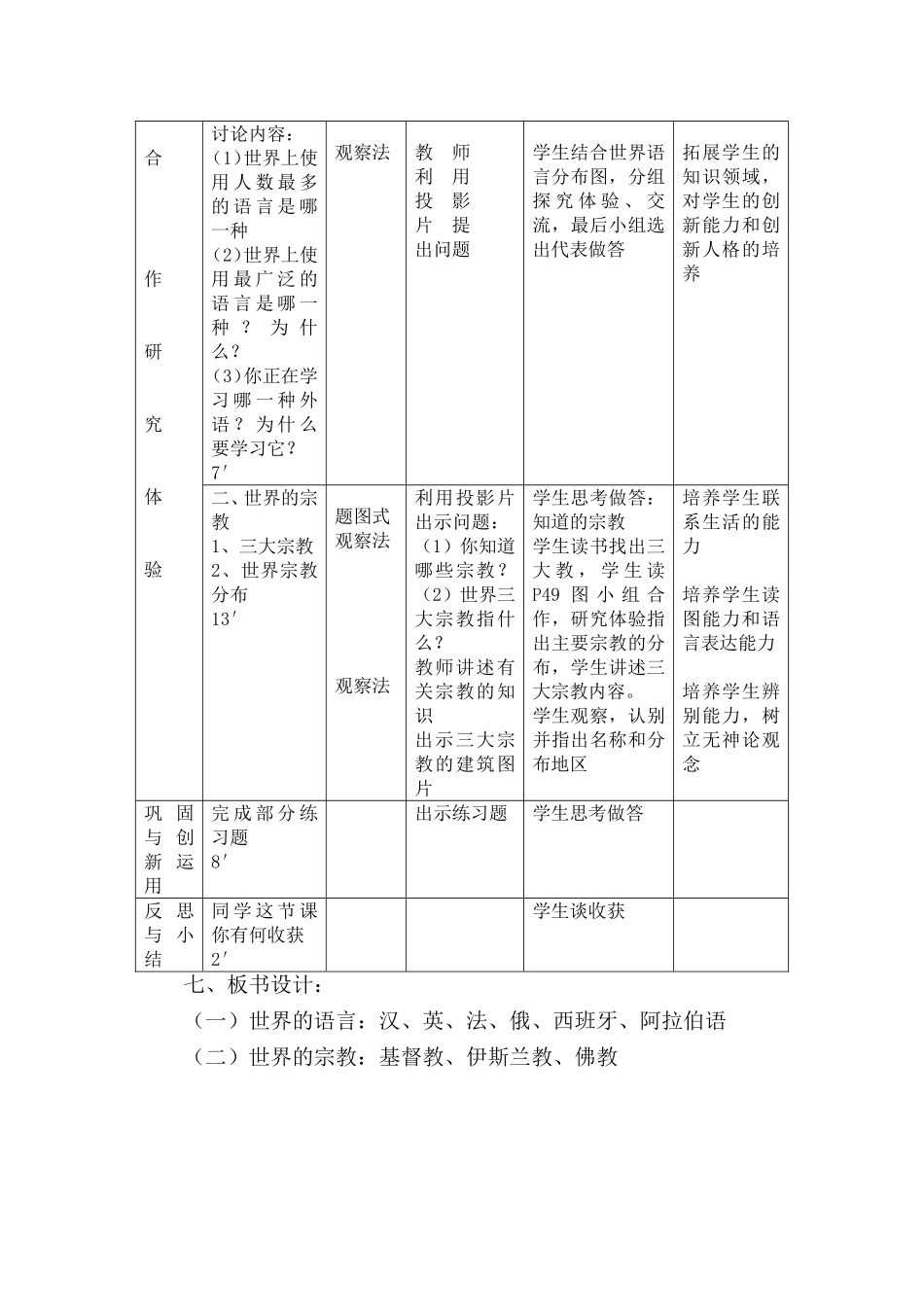 《世界的语言与宗教》教案设计_第2页