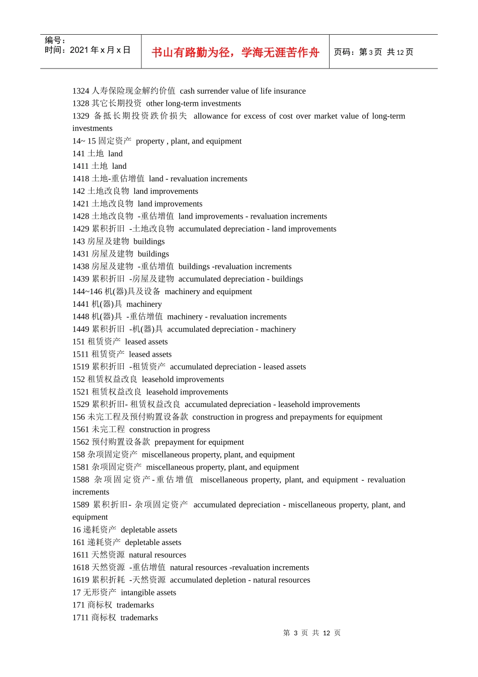 会计科目中英文对照_第3页