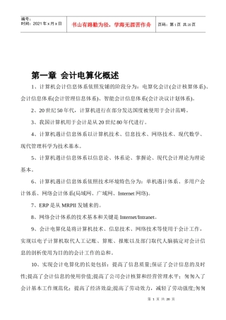 电算化会计核算实务(doc 20页)