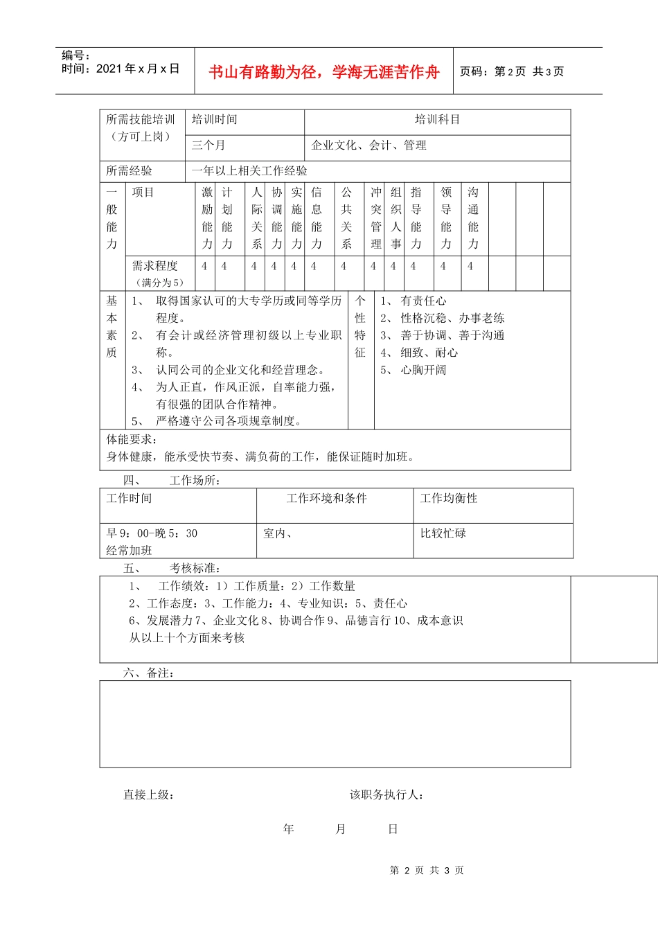 【职位描述】财务经理职务说明书_第2页