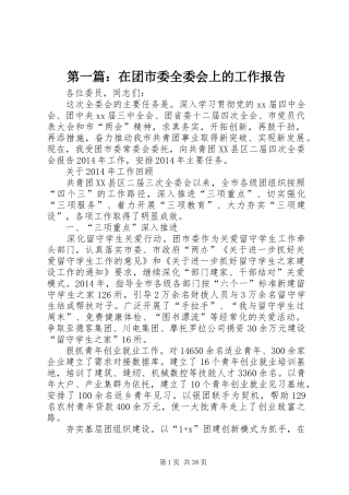 第一篇：在团市委全委会上的工作报告