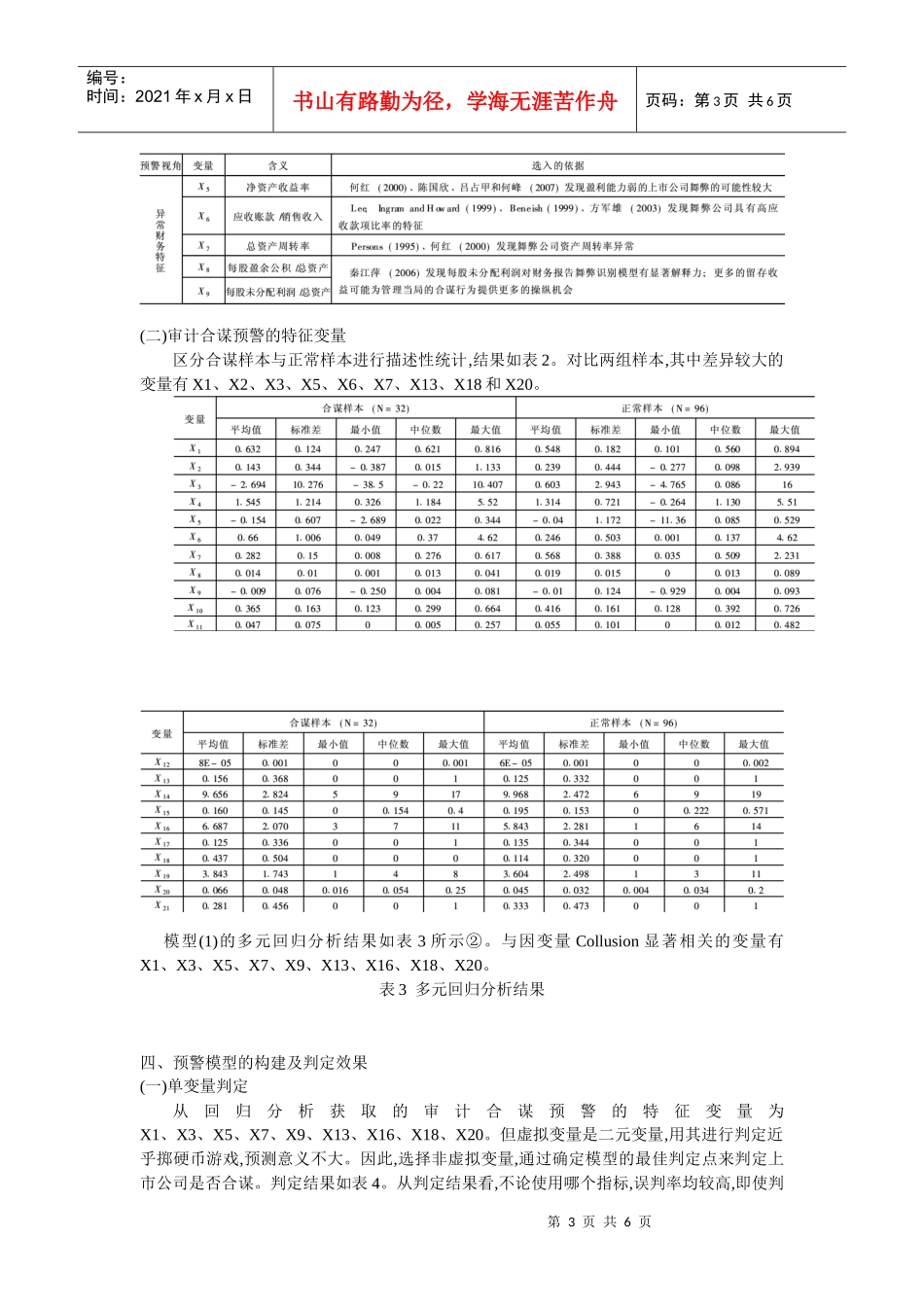 审计合谋的特征变量预警模型及其效果探讨_第3页