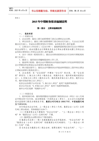 中期财务报表编制说明