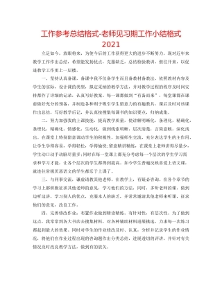 工作参考总结格式教师见习期工作小结格式