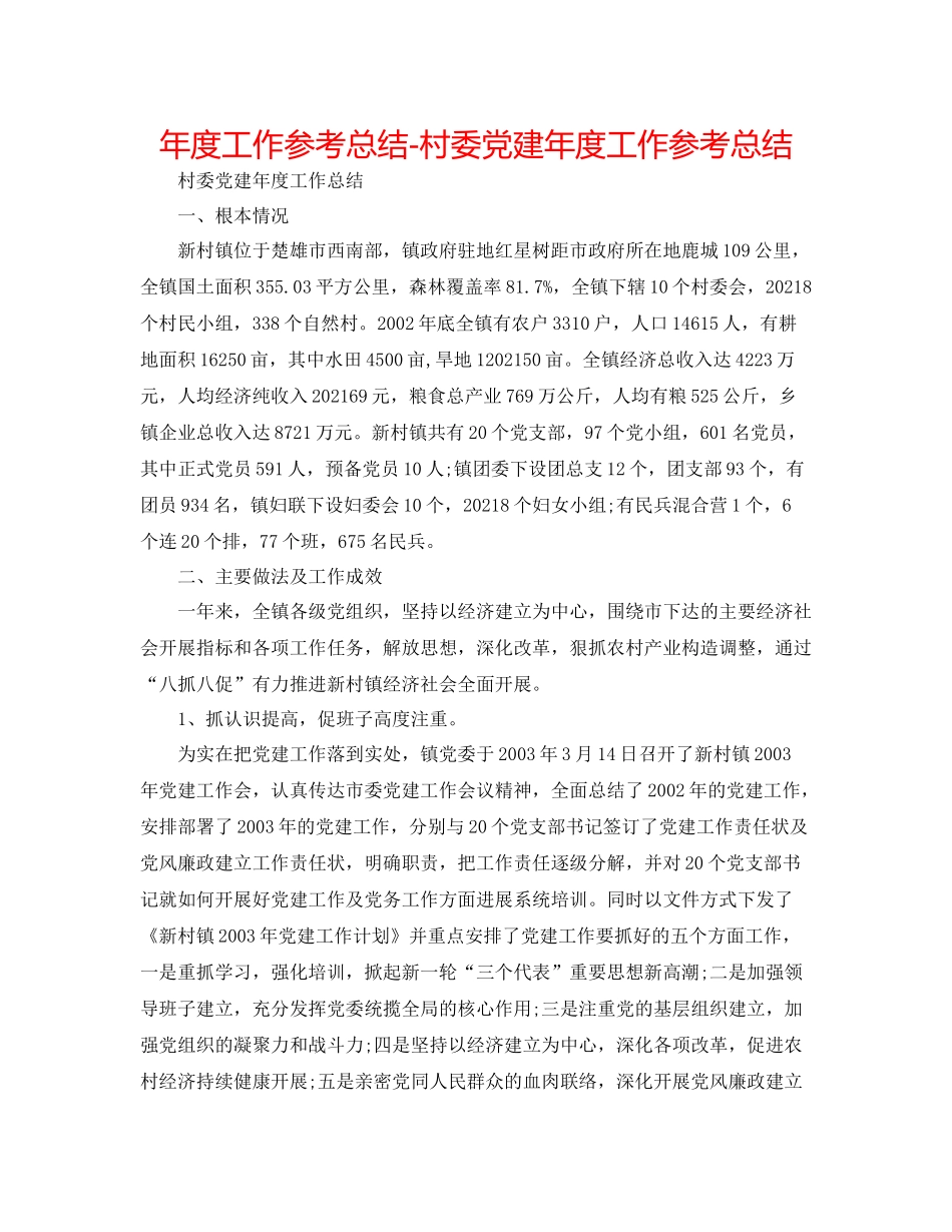2021年度工作参考总结村委党建年度工作参考总结_第1页