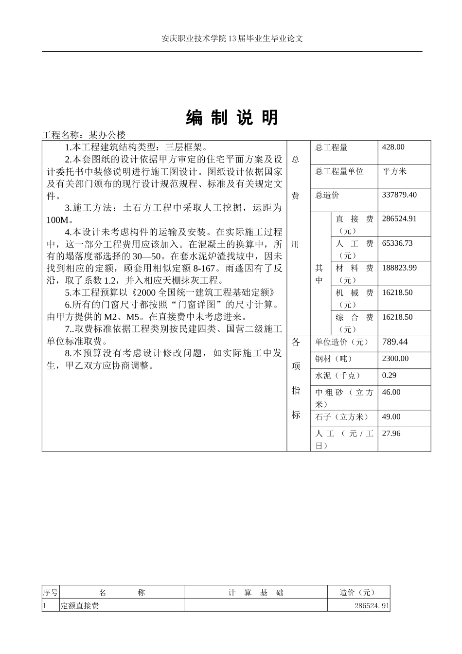 某办公楼土建工程预算书_第3页