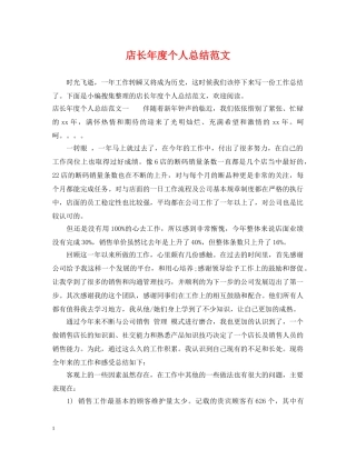 店长年度个人总结范文 