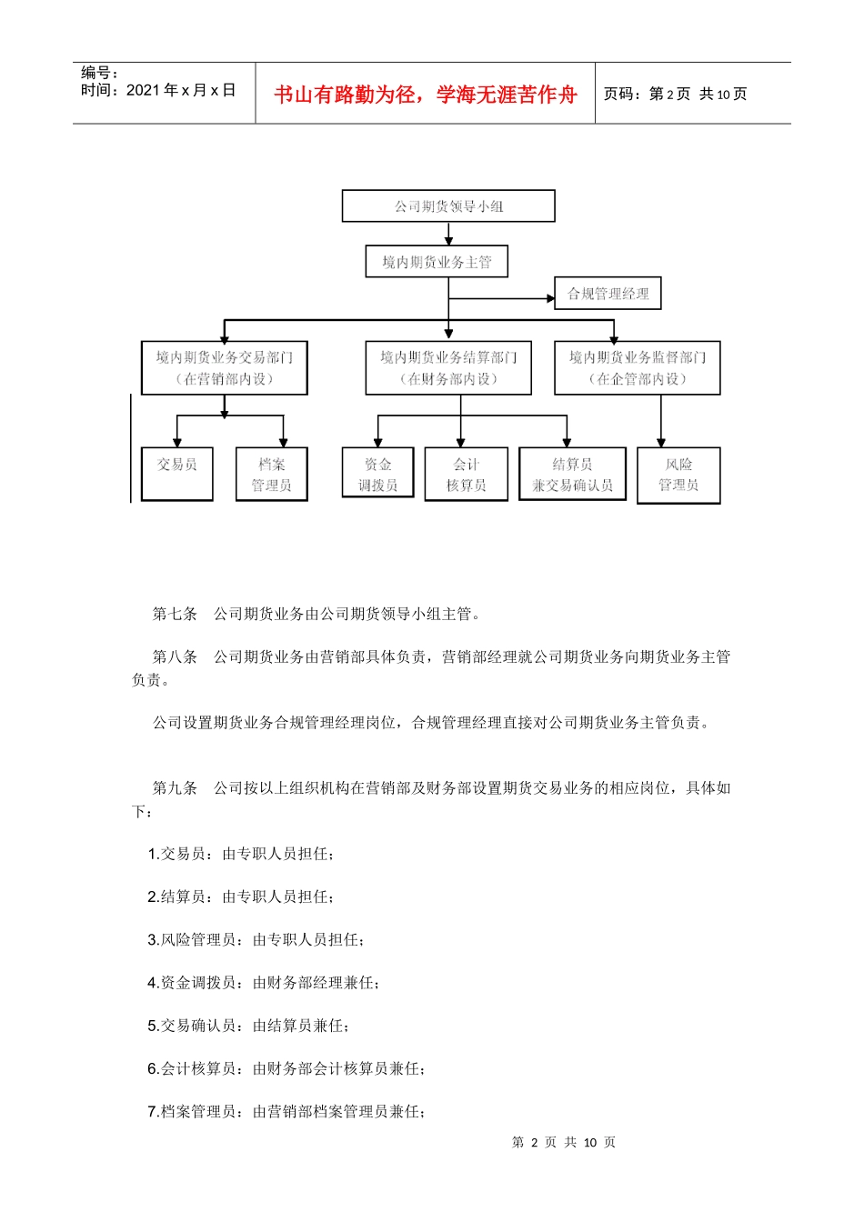 (上市公司)期货套期保值内部控制制度_第2页