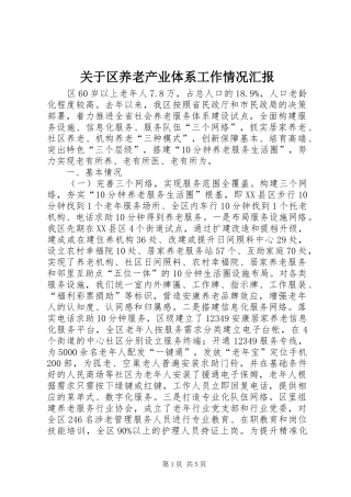 关于区养老产业体系工作情况汇报
