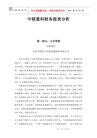 中联重科财务报表分析