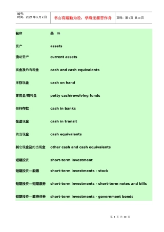会计科目中英文对照6983519068