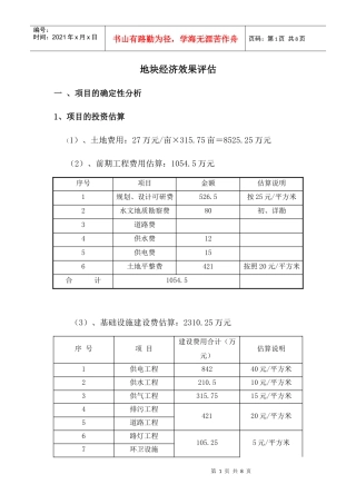 315.75亩完整的市场投资测算
