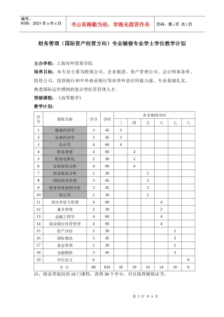 财务管理(国际资产经营方向)专业辅修专业学士学位教学...