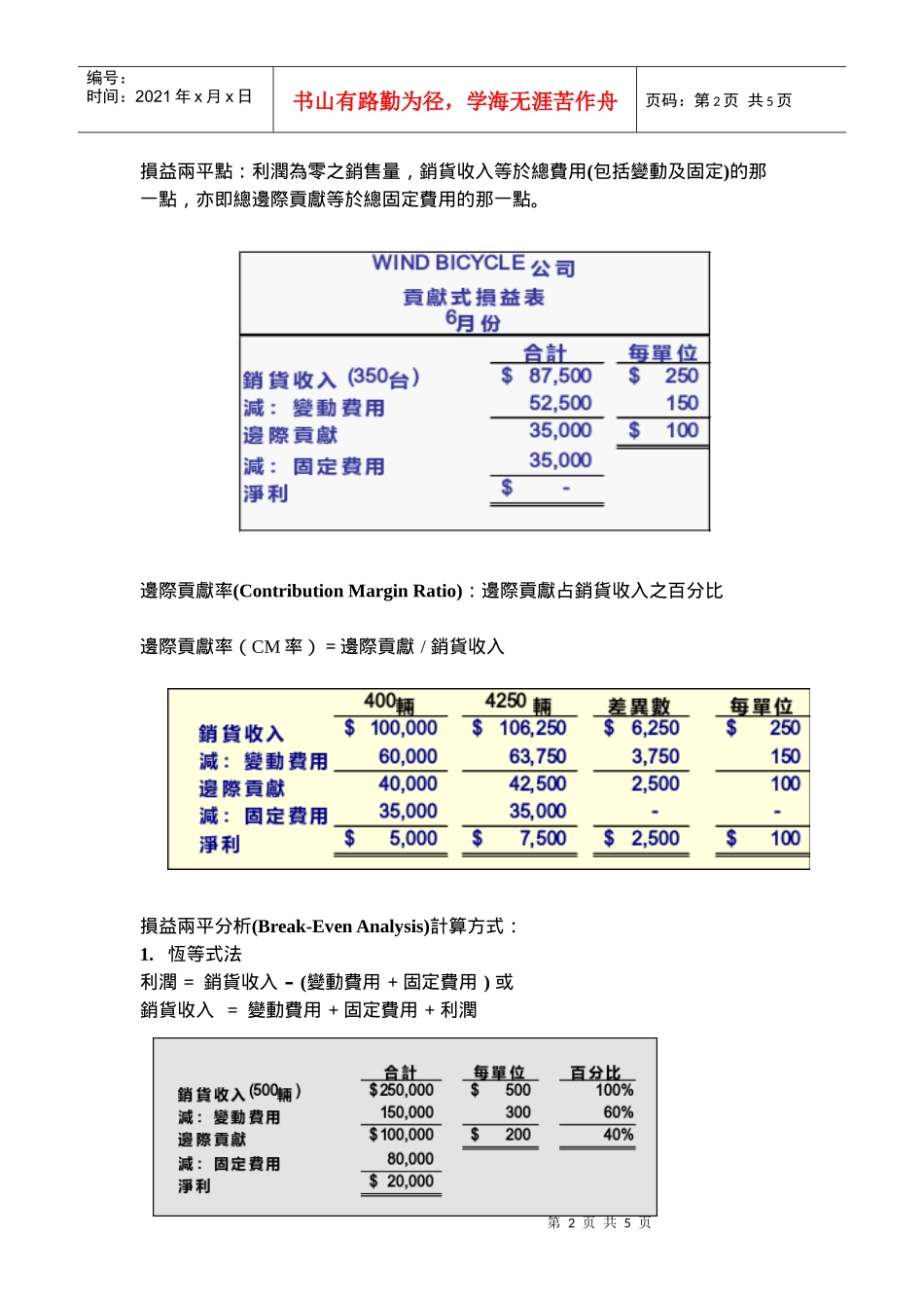 CH6成本-数量-利润关系_第2页