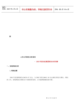 长虹集团年度财务分析详解(doc 41页)