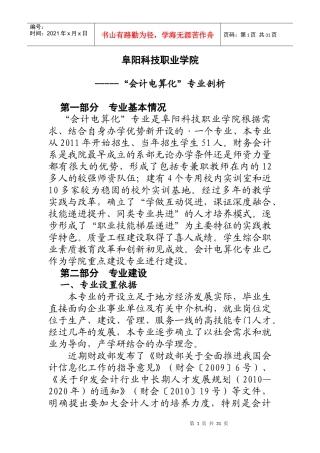 “会计电算化”专业剖析