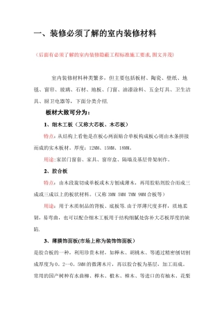 室内装饰材料大全