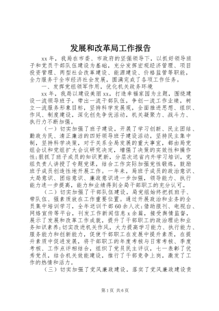 发展和改革局工作报告