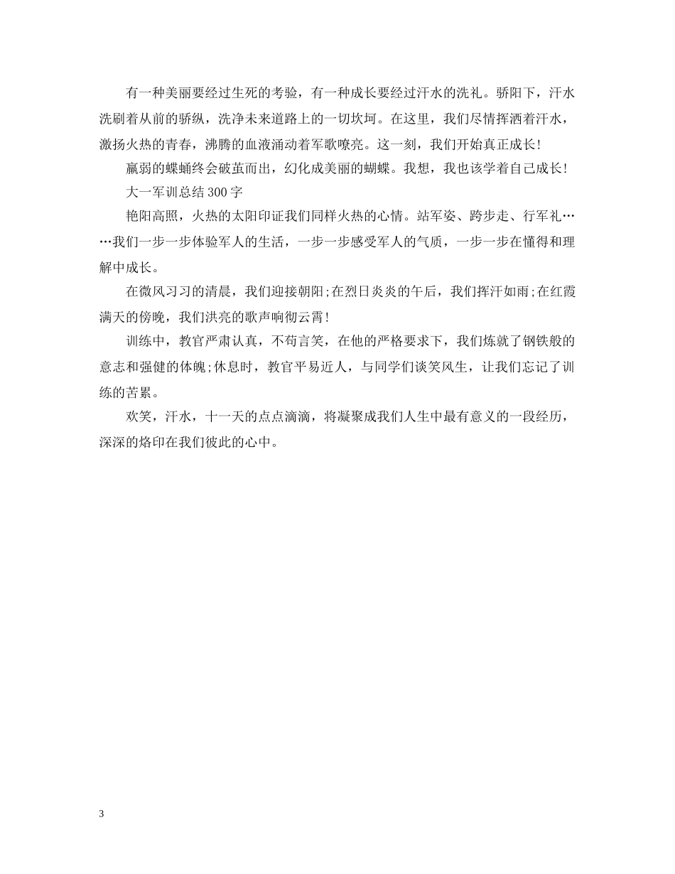 大一军训总结300字 _第3页