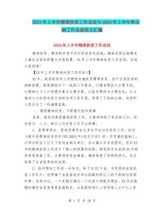 2024年上半年精准扶贫工作总结与2024年上半年终出纳工作总结范文汇编
