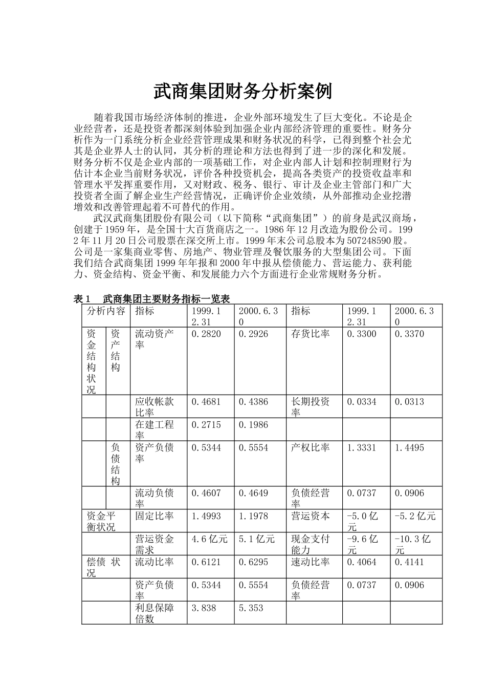 武商集团财务分析案例(doc 8)_第1页