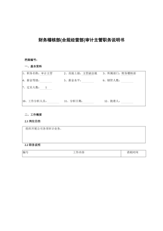 审计主管的职务说明书