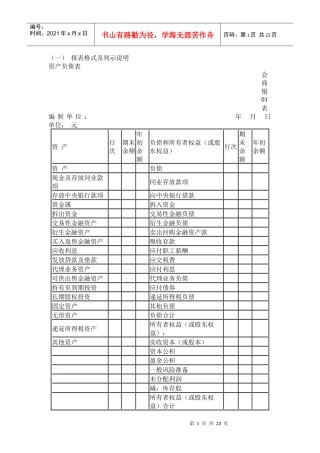 财务报表格式及列示说明