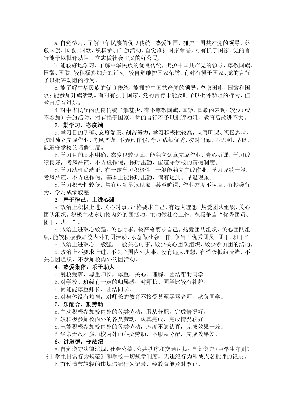白泥湖中学学生思想品德量化评价方案_第2页
